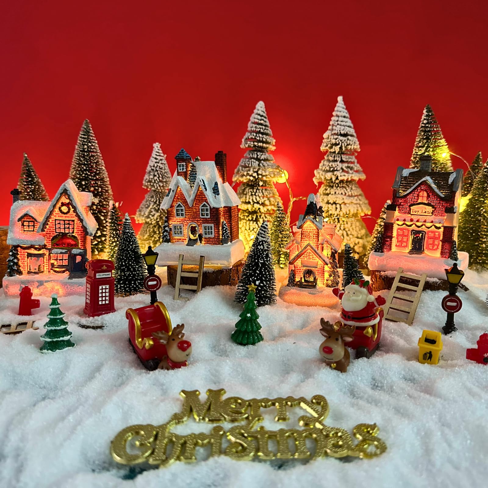 Amazon.co.jp: JOYOFXMAS クリスマスビレッジセット 樹脂製 クリスマス